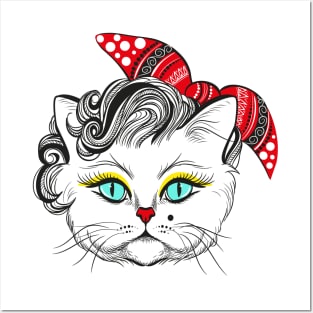 Cute Fashionable Kitty Marilyn Monroe Posters and Art